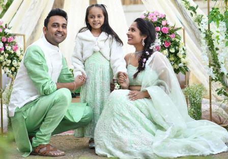 Shruti Arjun Anand with Daughter and Husband